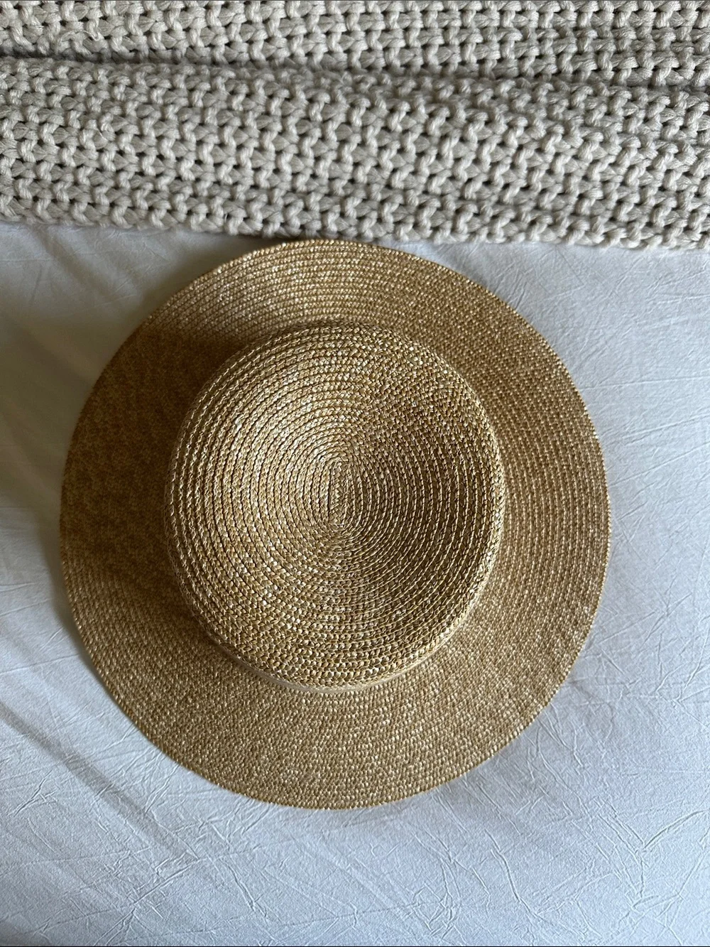 Lack Of Color Straw Boater Hat in Natural Tan